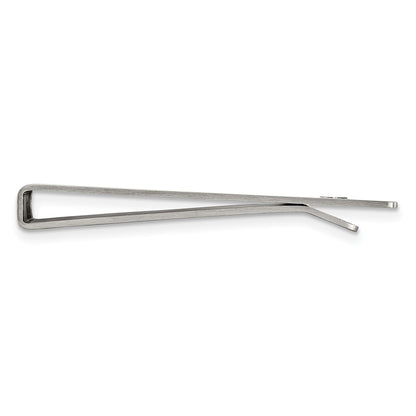 Stainless Steel Chisel Brushed And Polished 8.25 Inch Bracelet, Money Clip Key Ring Set