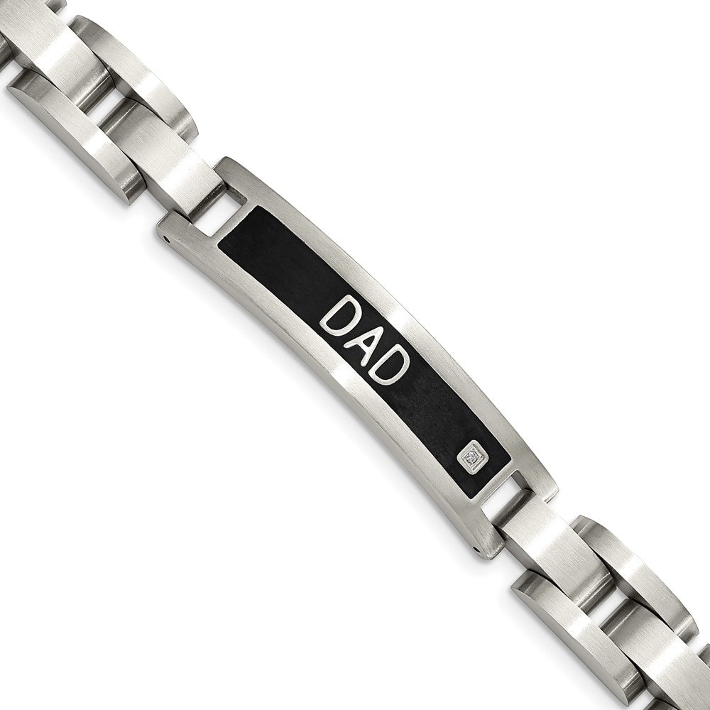 Stainless Steel Chisel Brushed Black Ip-Plated With Cz Dad 8.75 Inch Bracelet And 24 Necklace Set