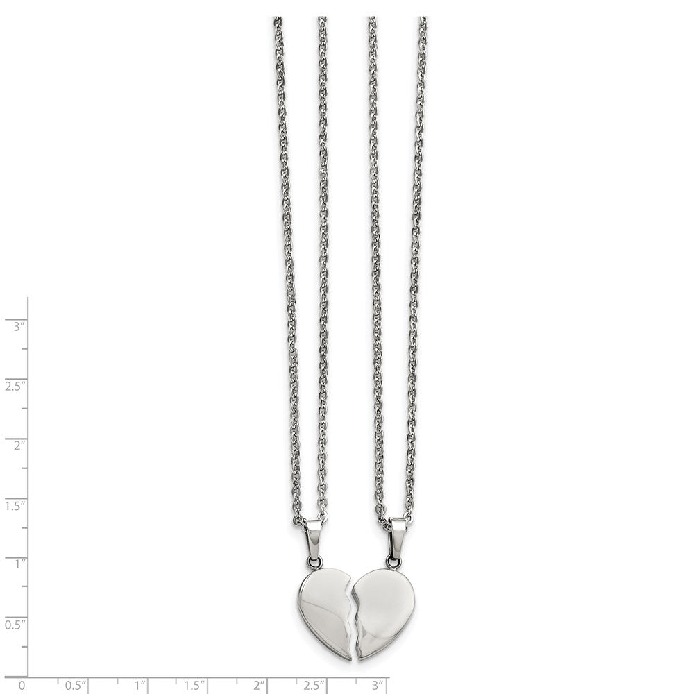 20.00 Inch Chisel Stainless Steel Polished 2 Piece Heart Pendants On 20 Cable Chain Necklace Set