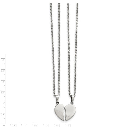 20.00 Inch Chisel Stainless Steel Polished 2 Piece Heart Pendants On 20 Cable Chain Necklace Set