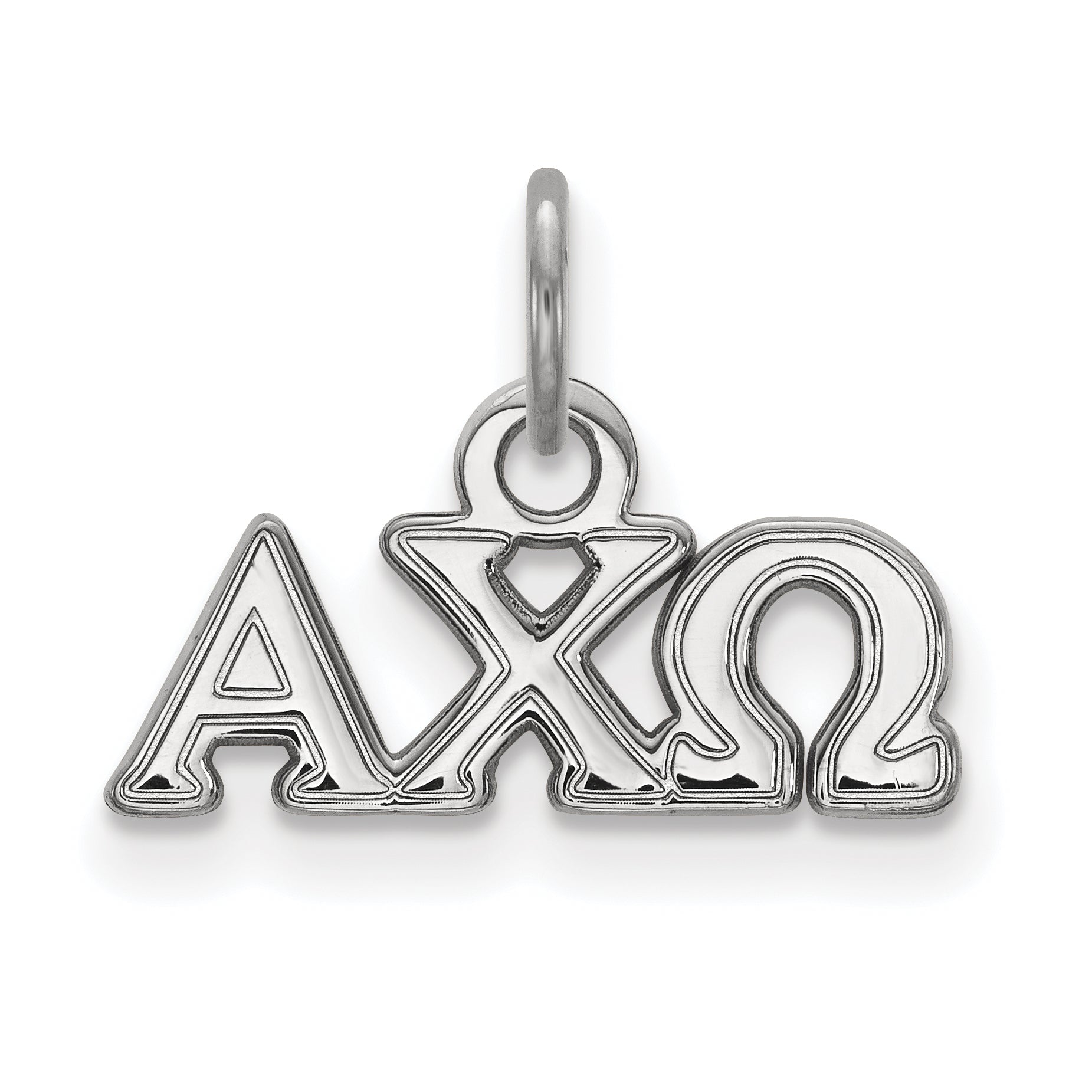Sterling Silver Rhodium Plated Logoart Alpha Chi Omega Sorority Greek Letters Extra Small Pendant