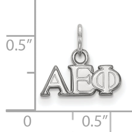 Sterling Silver Rhodium Plated Logoart Alpha Epsilon Phi Sorority Greek Letters Extra Small Pendant