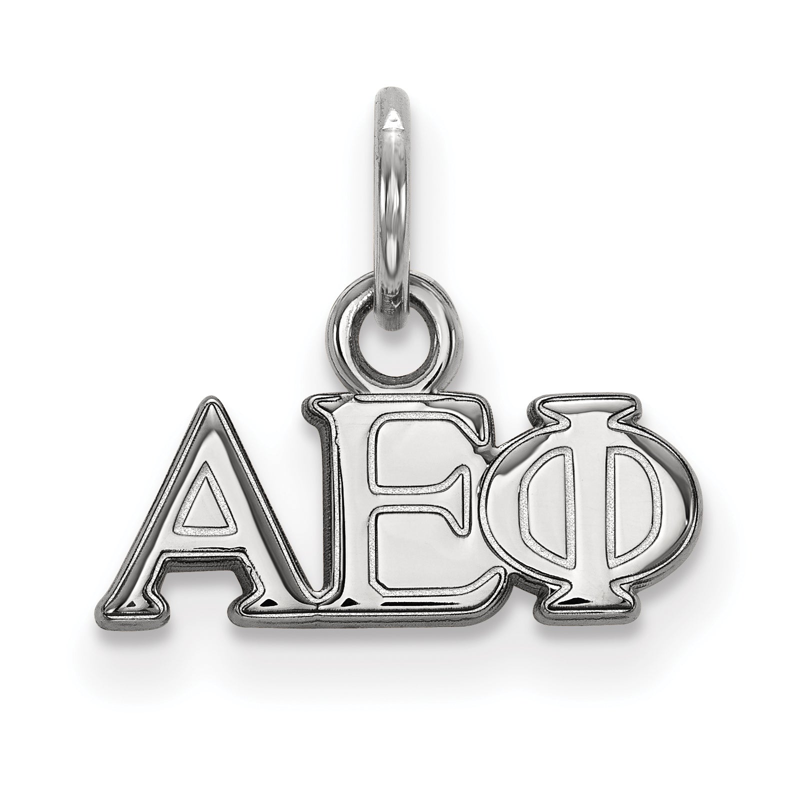 Sterling Silver Rhodium Plated Logoart Alpha Epsilon Phi Sorority Greek Letters Extra Small Pendant