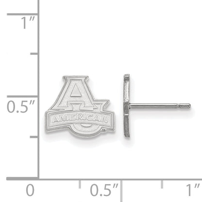 Sterling Silver Rhodium Plated Logoart American University Extra Small Post Earrings