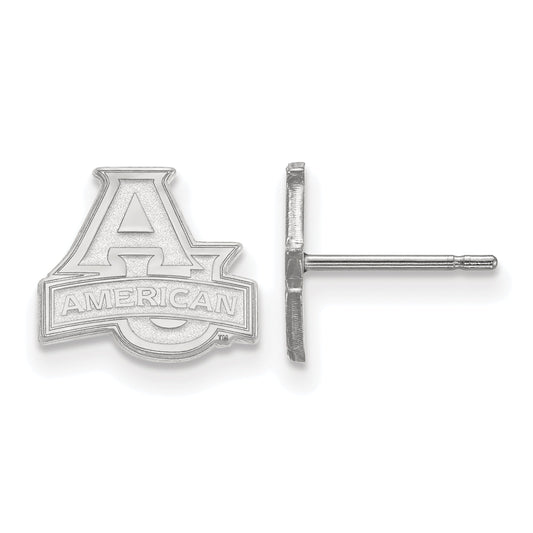 Sterling Silver Rhodium Plated Logoart American University Extra Small Post Earrings