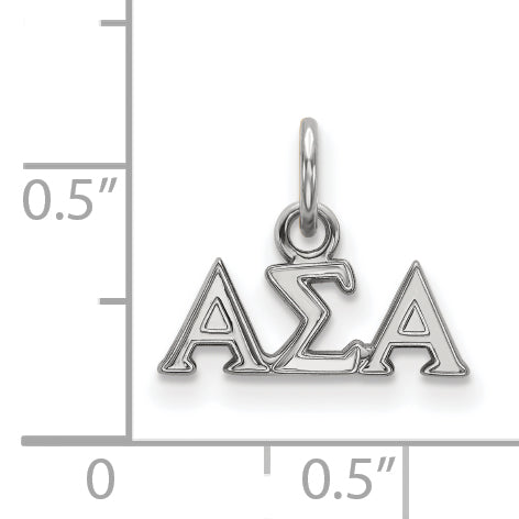 Sterling Silver Rhodium Plated Logoart Alpha Sigma Sorority Greek Letters Extra Small Pendant