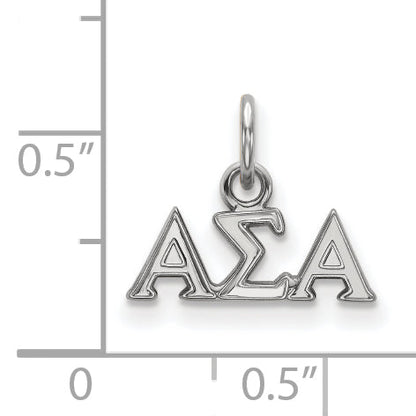 Sterling Silver Rhodium Plated Logoart Alpha Sigma Sorority Greek Letters Extra Small Pendant