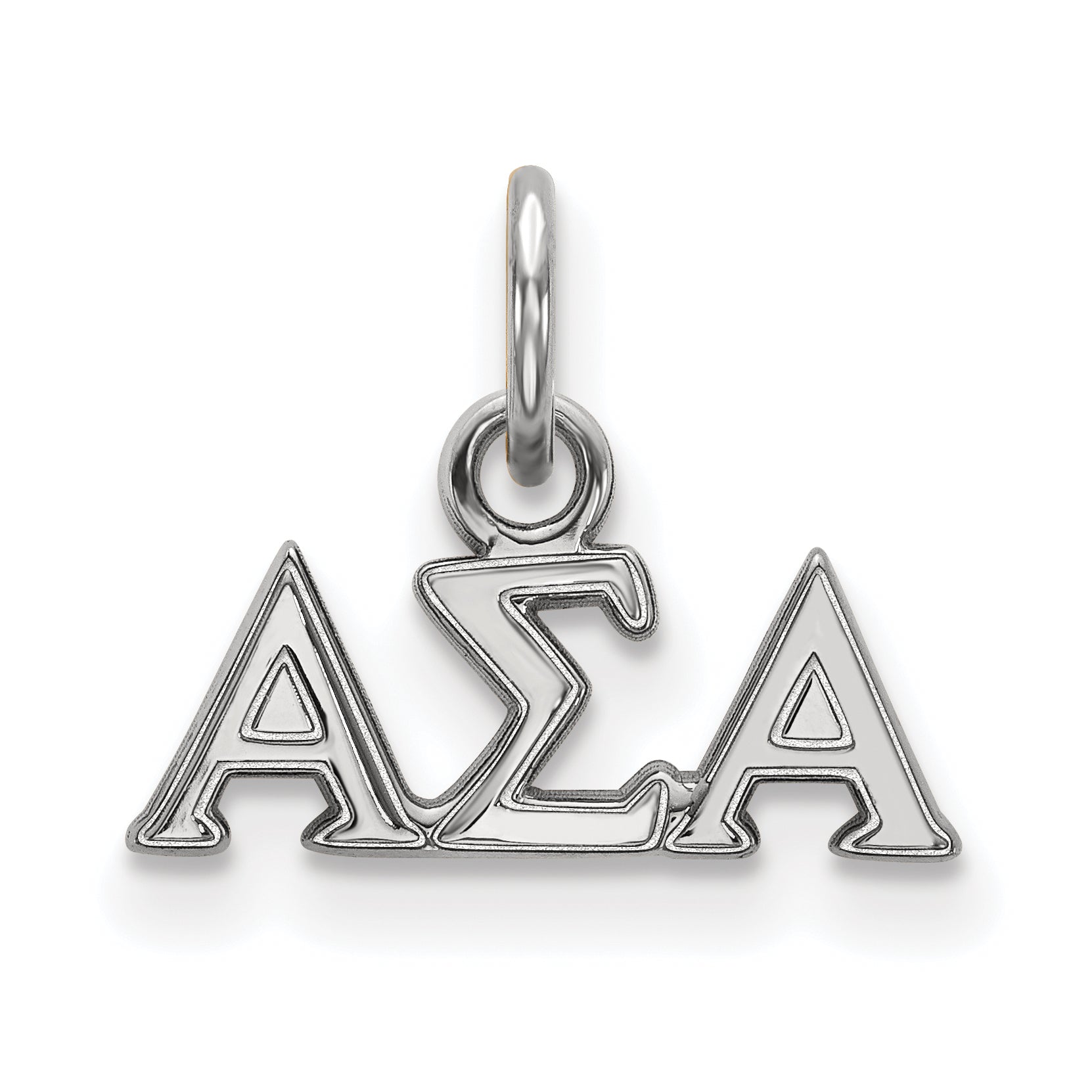 Sterling Silver Rhodium Plated Logoart Alpha Sigma Sorority Greek Letters Extra Small Pendant