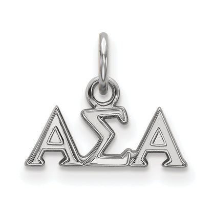Sterling Silver Rhodium Plated Logoart Alpha Sigma Sorority Greek Letters Extra Small Pendant