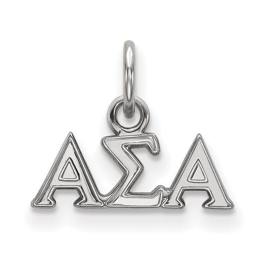 Sterling Silver Rhodium Plated Logoart Alpha Sigma Sorority Greek Letters Extra Small Pendant