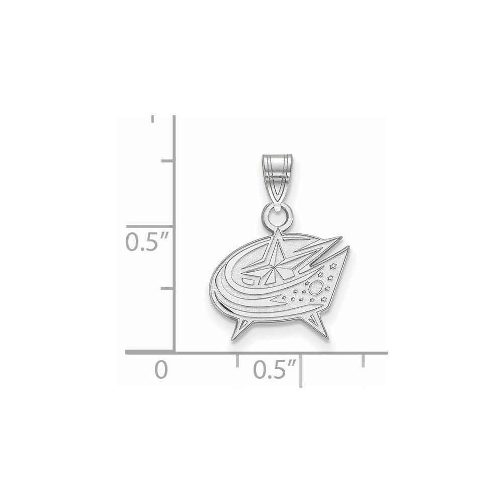 Sterling Silver Rhodium Plated Nhl Logoart Columbus Blue Jackets Small Pendant