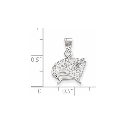Sterling Silver Rhodium Plated Nhl Logoart Columbus Blue Jackets Small Pendant