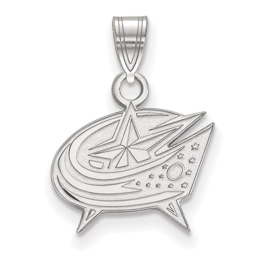 Sterling Silver Rhodium Plated Nhl Logoart Columbus Blue Jackets Small Pendant