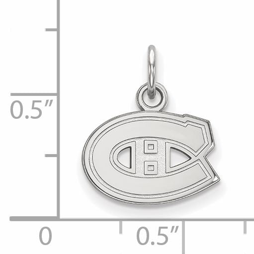 Sterling Silver Rhodium Plated Nhl Logoart Montreal Canadiens Extra Small Pendant