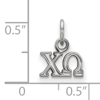 Sterling Silver Rhodium Plated Logoart Chi Omega Sorority Greek Letters Extra Small Pendant