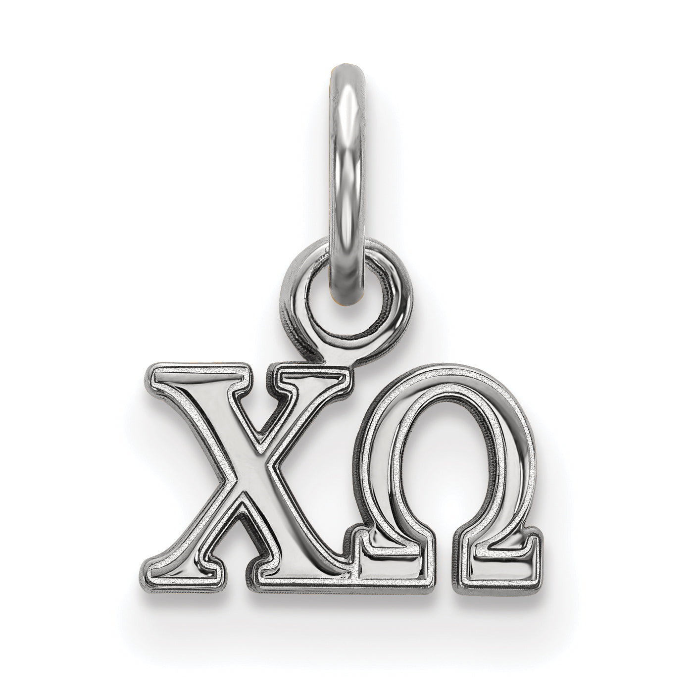 Sterling Silver Rhodium Plated Logoart Chi Omega Sorority Greek Letters Extra Small Pendant