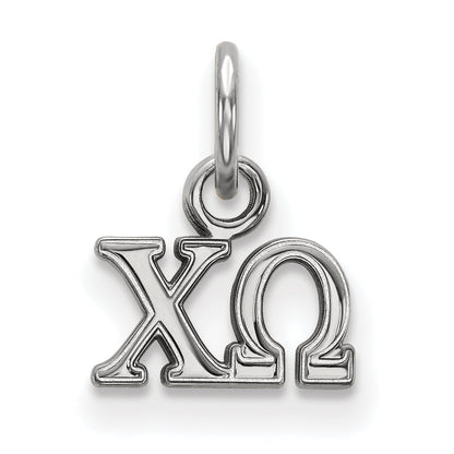 Sterling Silver Rhodium Plated Logoart Chi Omega Sorority Greek Letters Extra Small Pendant