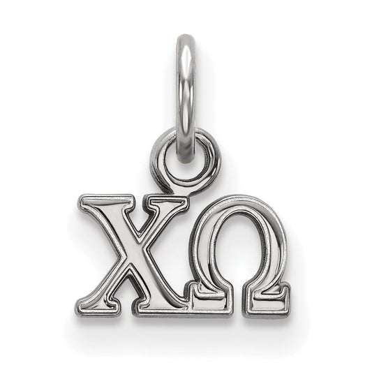 Sterling Silver Rhodium Plated Logoart Chi Omega Sorority Greek Letters Extra Small Pendant