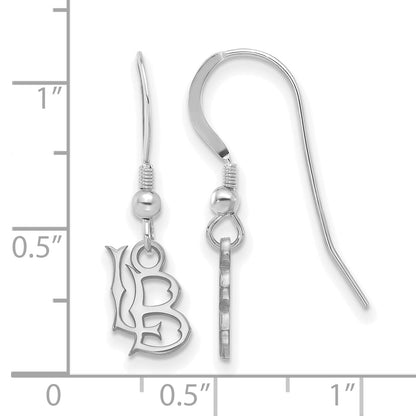 Sterling Silver Rhodium Plated Logoart California State University Long Beach L B Extra Small Dangle Wire Earrings