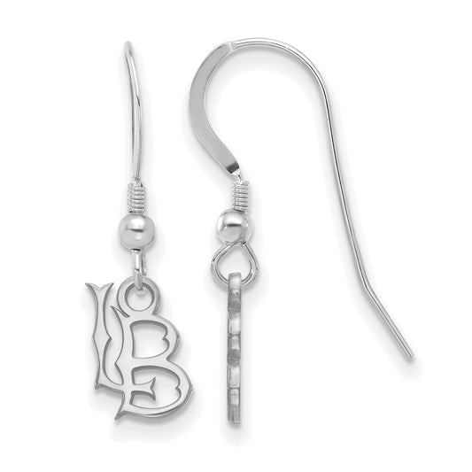 Sterling Silver Rhodium Plated Logoart California State University Long Beach L B Extra Small Dangle Wire Earrings