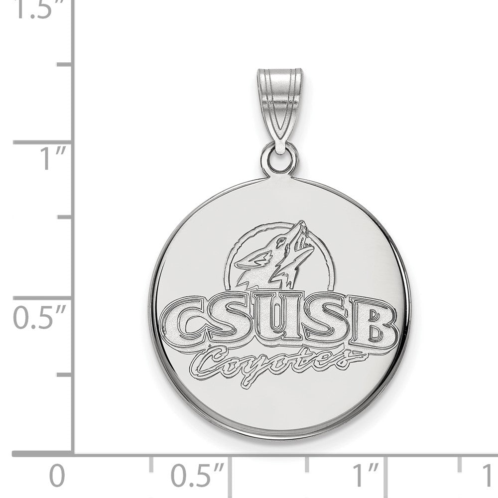 14K White Gold Logoart California State University San Bernardino Coyotes Large Disc Pendant