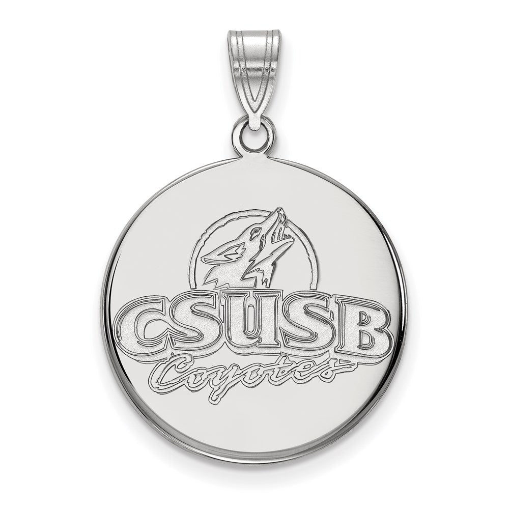 14K White Gold Logoart California State University San Bernardino Coyotes Large Disc Pendant