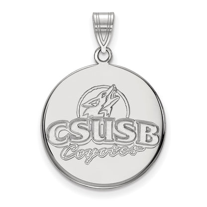 14K White Gold Logoart California State University San Bernardino Coyotes Large Disc Pendant
