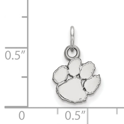 Sterling Silver Rhodium Plated Logoart Clemson University Tiger Paw Extra Small Pendant