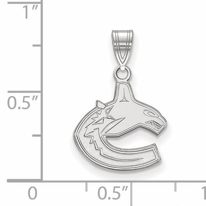 Sterling Silver Rhodium Plated Nhl Logoart Vancouver Canucks Small Pendant