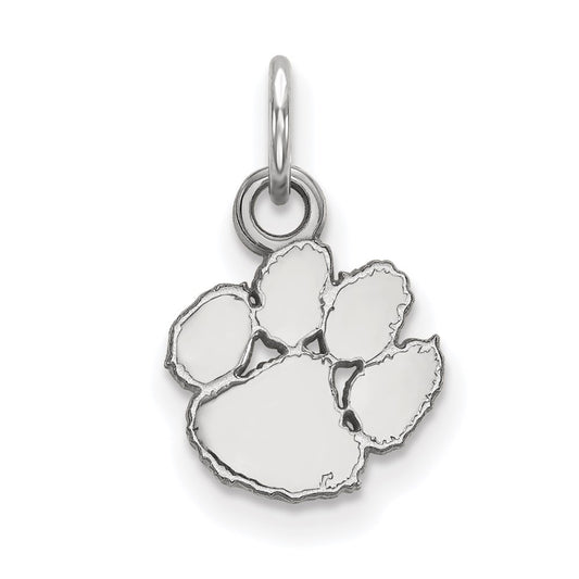 14K White Gold Logoart Clemson University Tiger Paw Extra Small Pendant