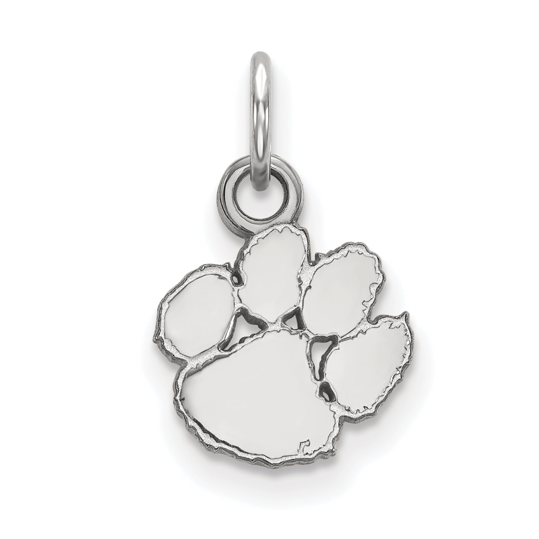 Sterling Silver Rhodium Plated Logoart Clemson University Tiger Paw Extra Small Pendant