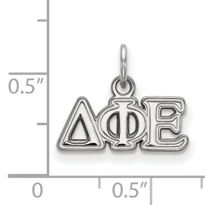 Sterling Silver Rhodium Plated Logoart Delta Phi Epsilon Sorority Greek Letters Extra Small Pendant