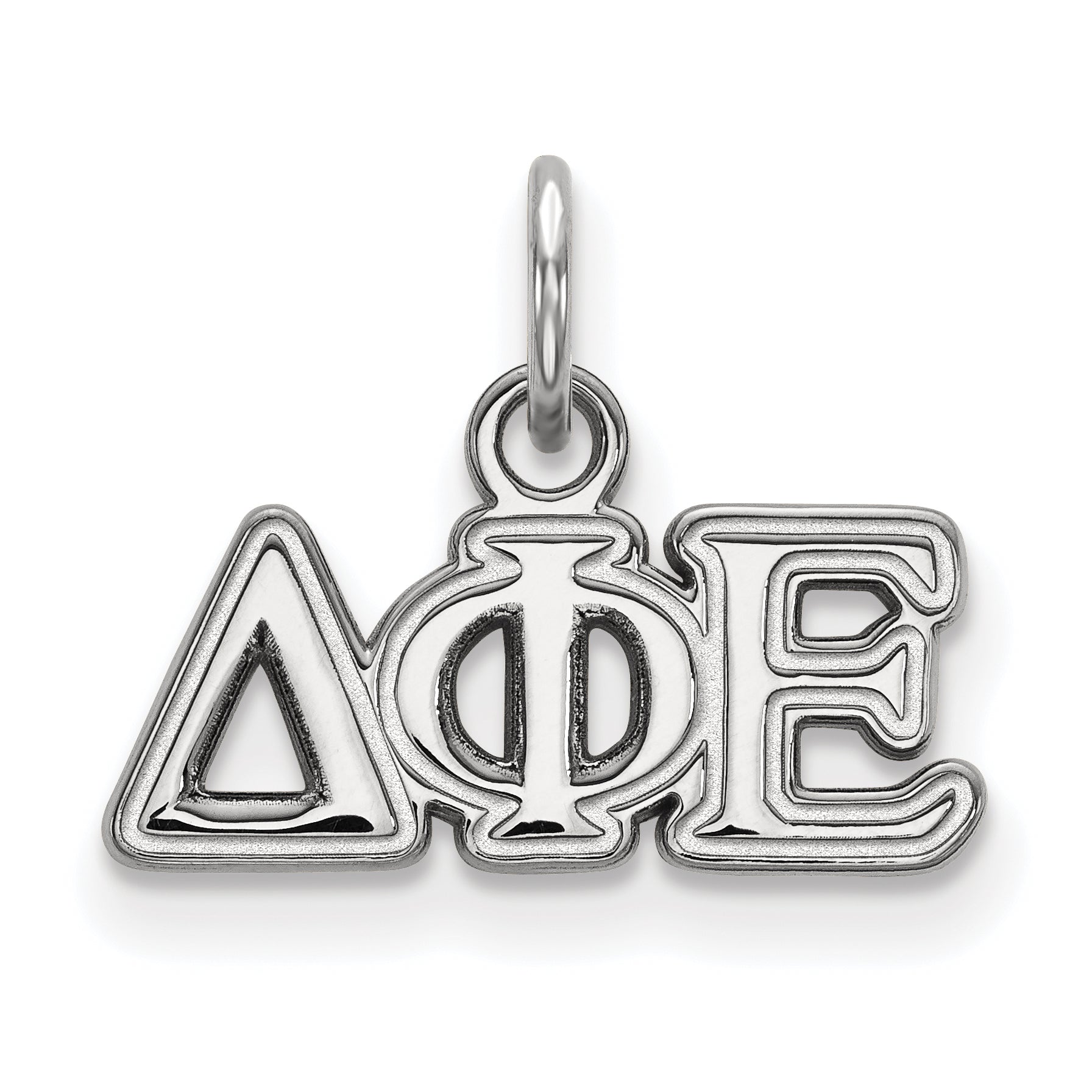 Sterling Silver Rhodium Plated Logoart Delta Phi Epsilon Sorority Greek Letters Extra Small Pendant