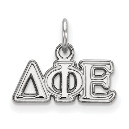 Sterling Silver Rhodium Plated Logoart Delta Phi Epsilon Sorority Greek Letters Extra Small Pendant