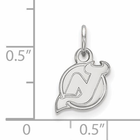 Sterling Silver Rhodium Plated Nhl Logoart New Jersey Devils Extra Small Pendant