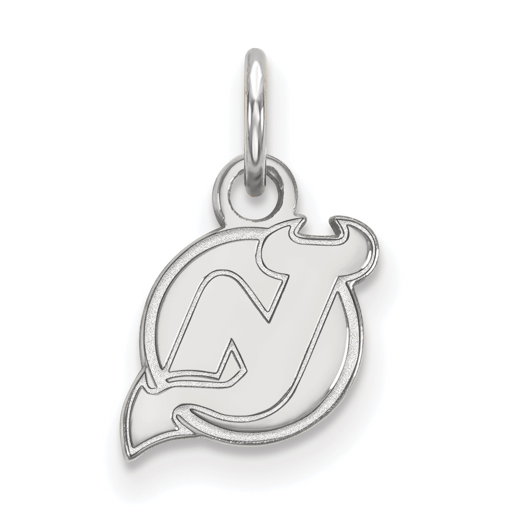 Sterling Silver Rhodium Plated Nhl Logoart New Jersey Devils Extra Small Pendant