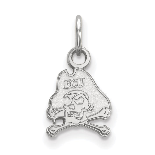 14K White Gold Logoart East Carolina University Pirate Extra Small Pendant