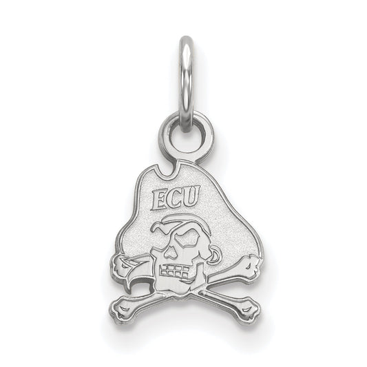 Sterling Silver Rhodium Plated Logoart East Carolina University Pirate Extra Small Pendant