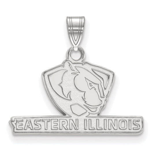 Sterling Silver Rhodium Plated Logoart Eastern Illinois University Small Pendant
