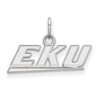 Sterling Silver Rhodium Plated Logoart Eastern Kentucky University E K U Extra Small Pendant