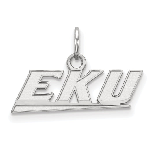 Sterling Silver Rhodium Plated Logoart Eastern Kentucky University E K U Extra Small Pendant