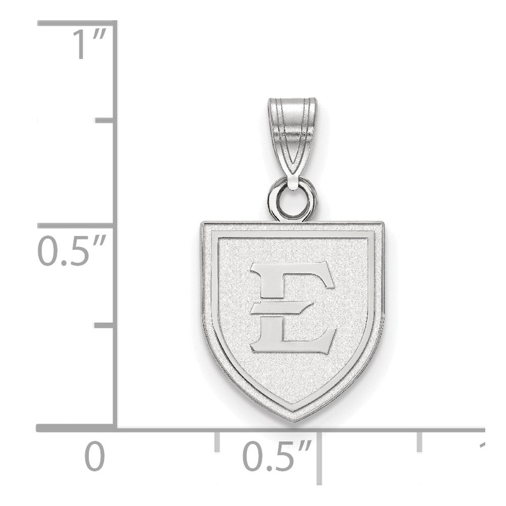 Sterling Silver Rhodium Plated Logoart East Tennessee State University Letter E Shield Small Pendant
