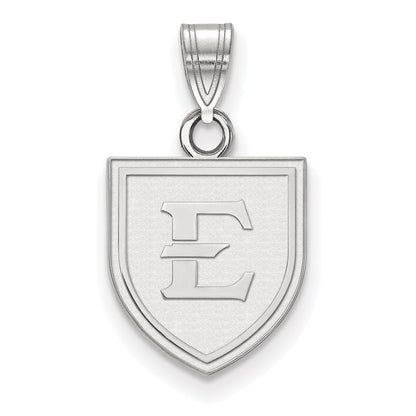 10K White Gold Logoart East Tennessee State University Letter E Shield Small Pendant