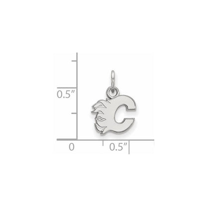 14K White Gold Nhl Logoart Calgary Flames Letter C Extra Small Pendant