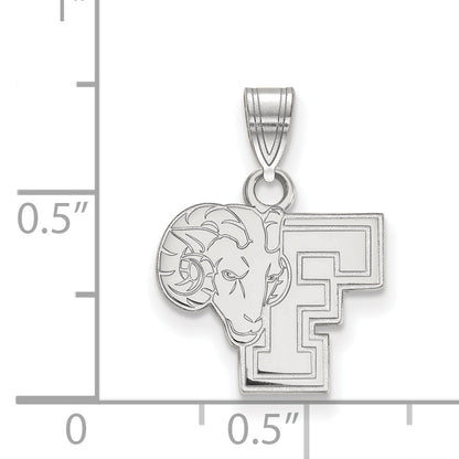 Sterling Silver Rhodium Plated Logoart Fordham University Ram Small Pendant