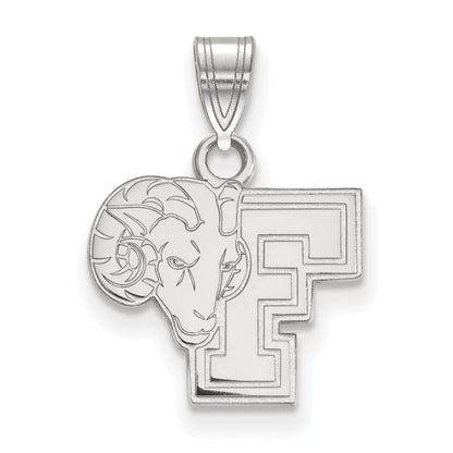Sterling Silver Rhodium Plated Logoart Fordham University Ram Small Pendant