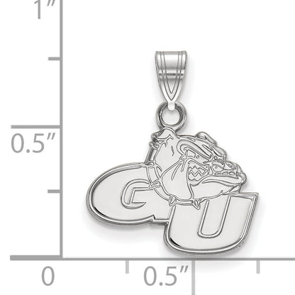 Sterling Silver Rhodium Plated Logoart Gonzaga University G U Bulldog Small Pendant