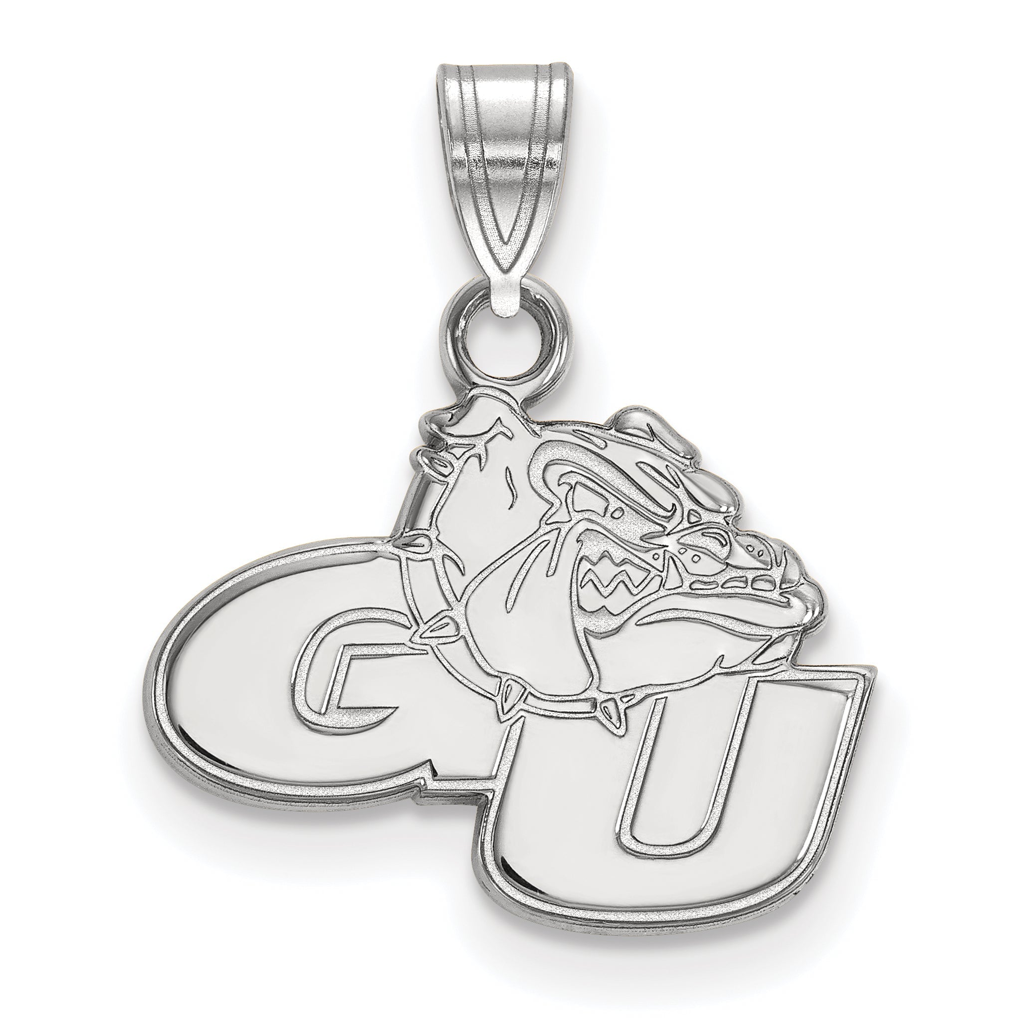 Sterling Silver Rhodium Plated Logoart Gonzaga University G U Bulldog Small Pendant