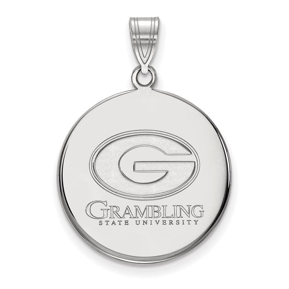 Sterling Silver Rhodium Plated Logoart Grambling State University Large Disc Pendant