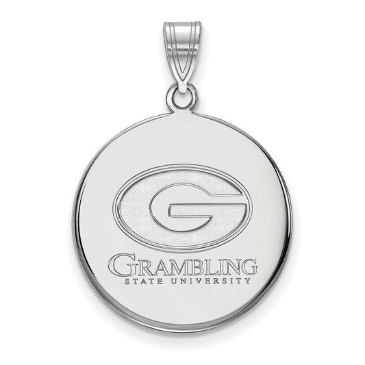 Sterling Silver Rhodium Plated Logoart Grambling State University Large Disc Pendant